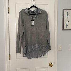 Adrianna Pappel sweater with false shirt layer